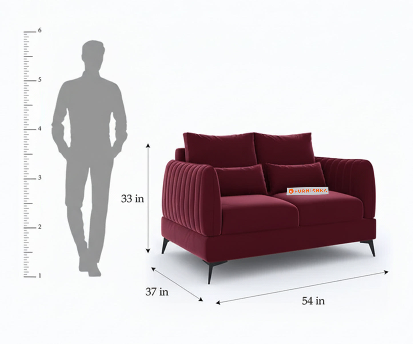 Corbida Sofa 2 Seater Red Wine - Furnishka