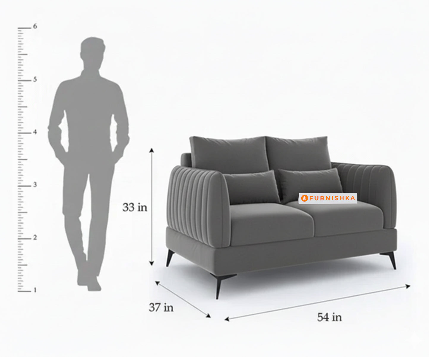 Corbida Sofa 2 Seater Space Grey - Furnishka