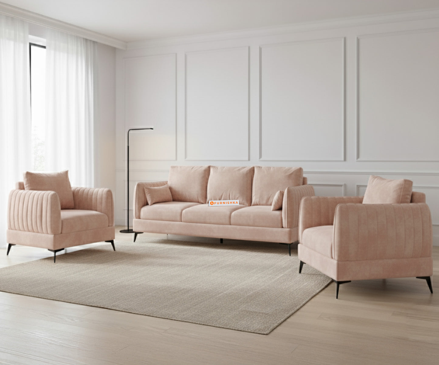 Corbida 3+1+1 Seater Sofa Set Flamingo Pink