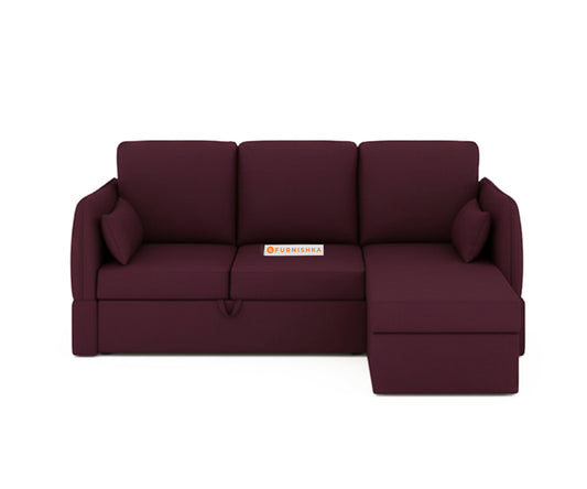 Corbida Sofa 2+L RHS Sofa cum Bed - Pull out Type Red Wine