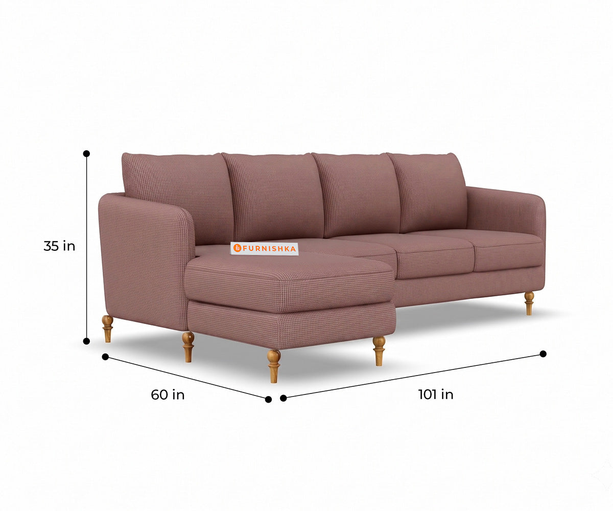 Flora 3 Seater Sectional Sofa LHS - Silver Grey
