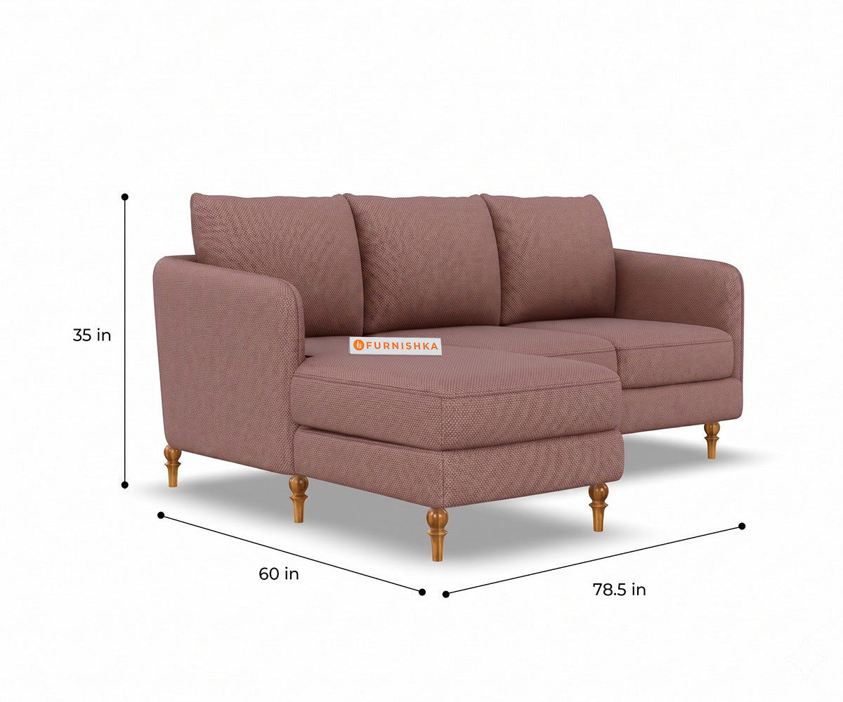 Flora 2 Seater Sectional Sofa LHS - Silver Grey