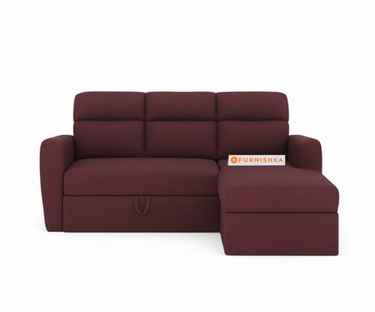 Daina 2 Seater L Shape Sofa cum Bed - RHS Red Wine - Furnishka