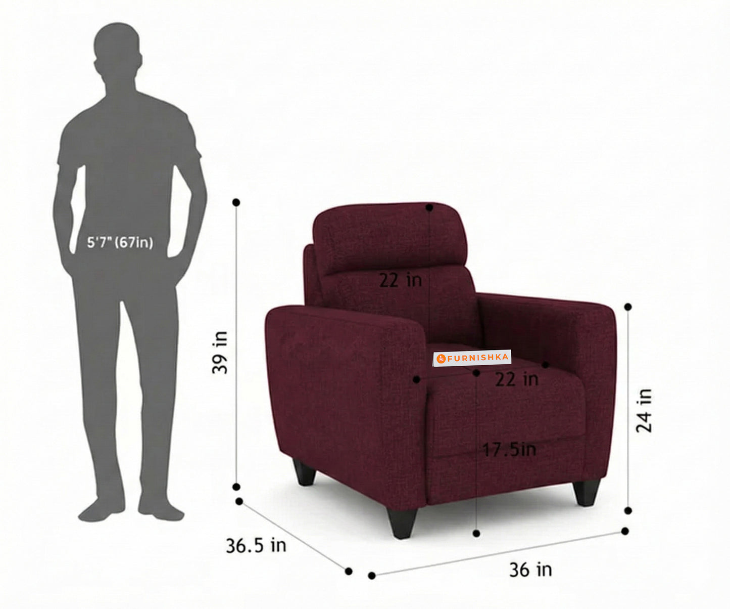 Daina 3+1+1 Seater Sofa Set Red Wine - Furnishka