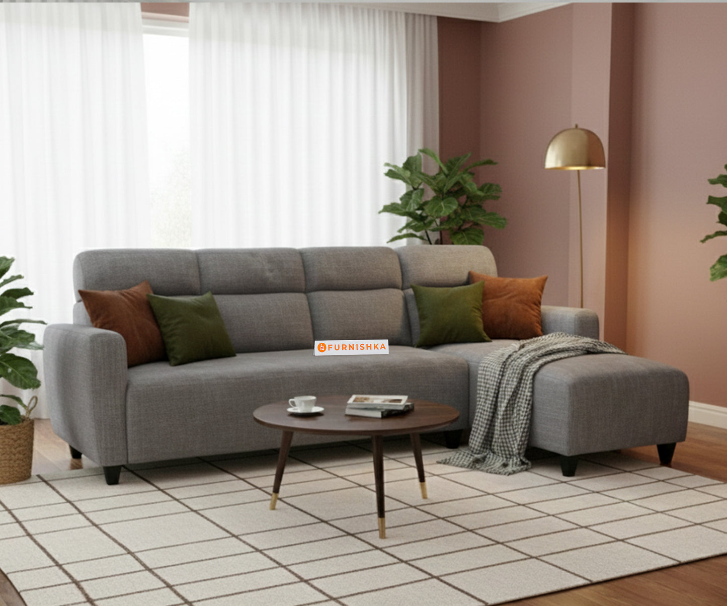 Daina 3 Seater L Shape Sofa-RHS Trout Grey - Furnishka