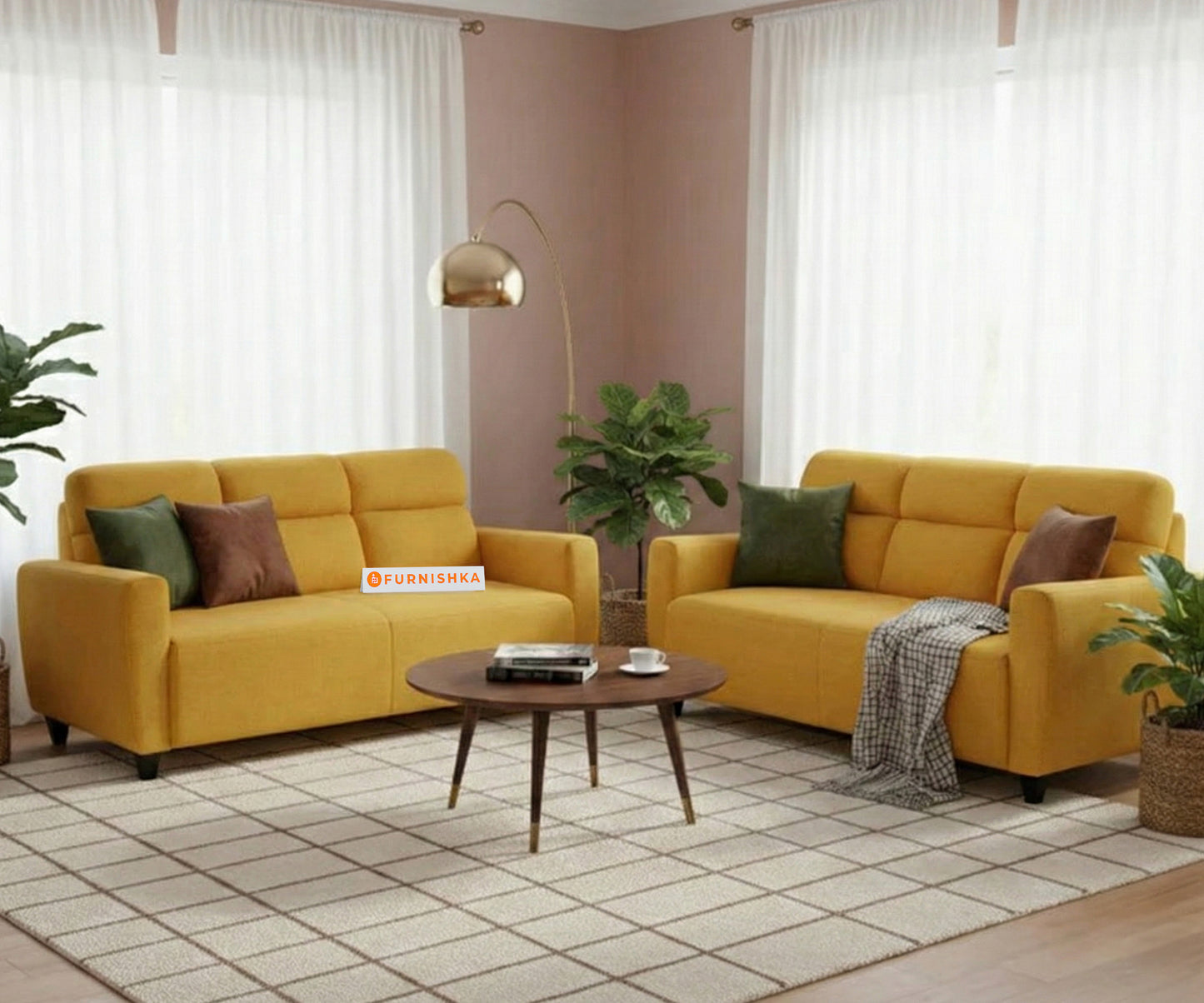 Daina 3+2 Seater Sofa Set Mustard Yellow
