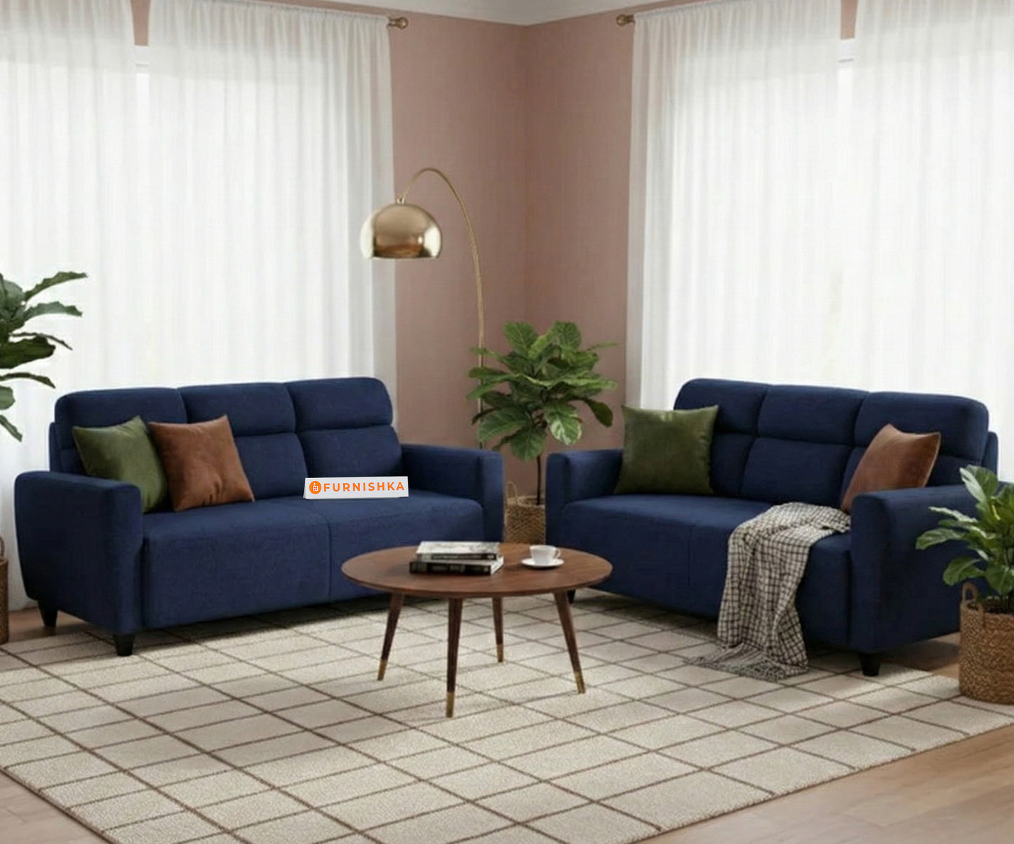 Daina 3+2 Seater Sofa Set Parsian Blue