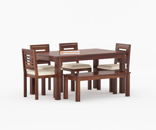 Daria 6 Seater Dining Set with Cushion Top Chairs and Bench - Furnishka