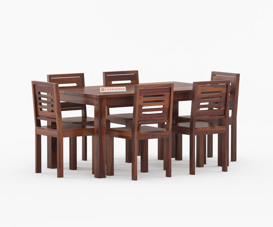 Daria Sheesham wood 6 Seater Dining Set without cushion Top chair - Furnishka