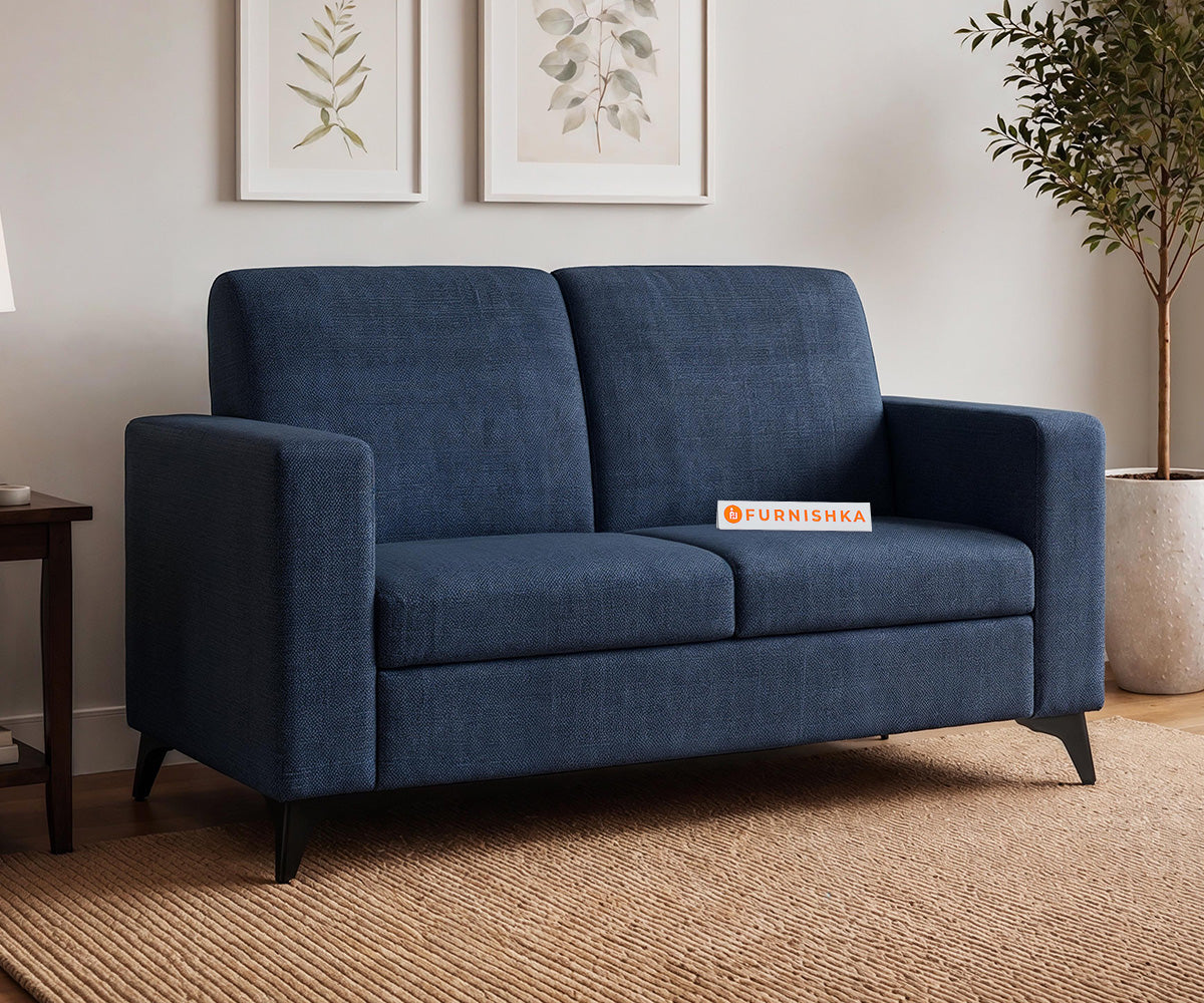 Xilo 2 Seater Fabric Sofa With Dark Blue - Furnishka