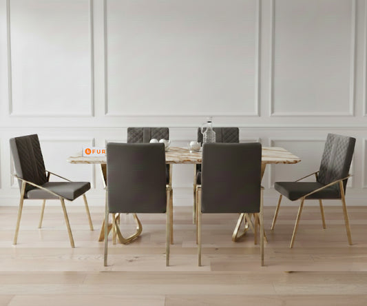 Dolce 6 Seater Dining Sets with Australian Onyx Marble Top - Furnishka