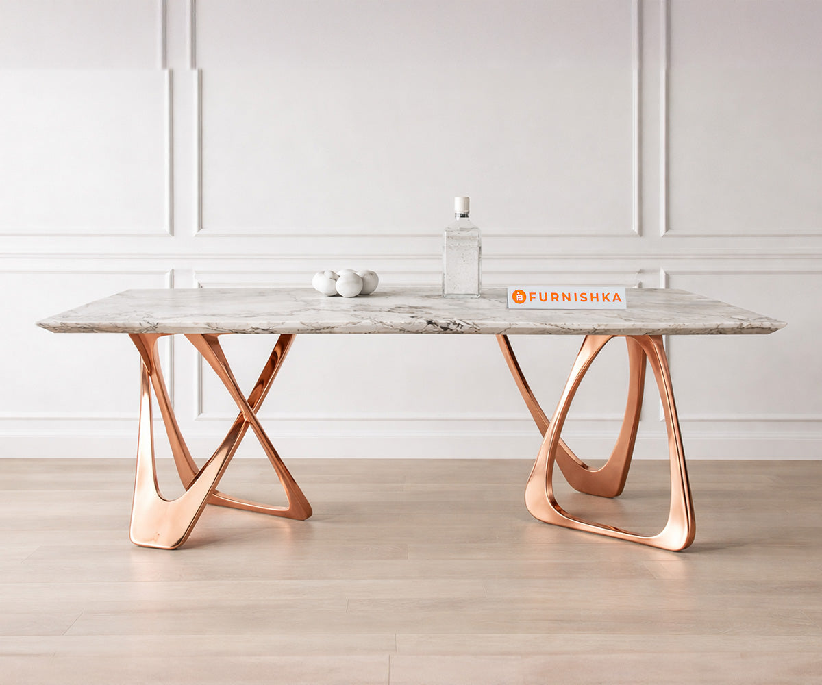 Dolce Dining Table 6 Seater Rose Gold Base - Furnishka