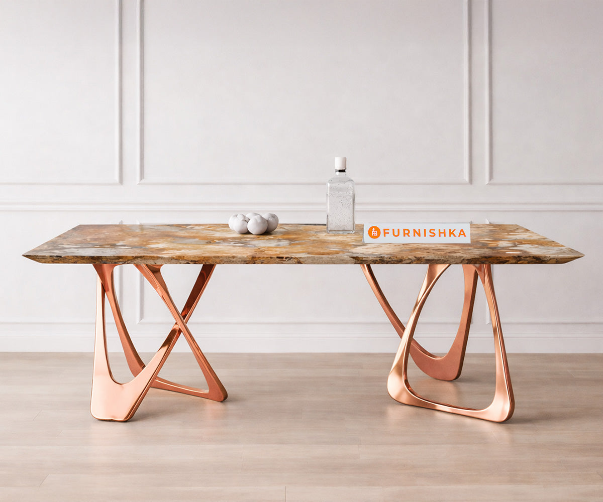 Dolce Dining Table 6 Seater Rose Gold Base - Furnishka