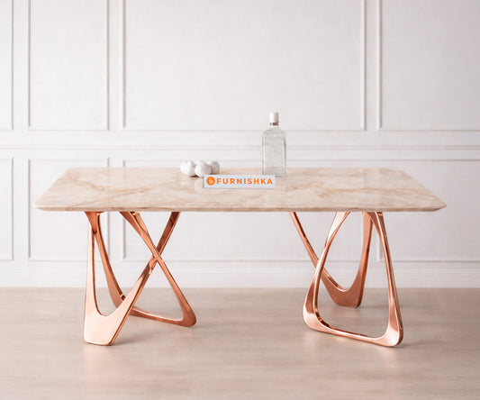 Dolce Dining Table 4 Seater Rose Gold Base - Furnishka
