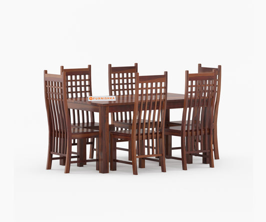Ellen 6 Seater Dining Set Without Cushion Top Chair - Furnishka