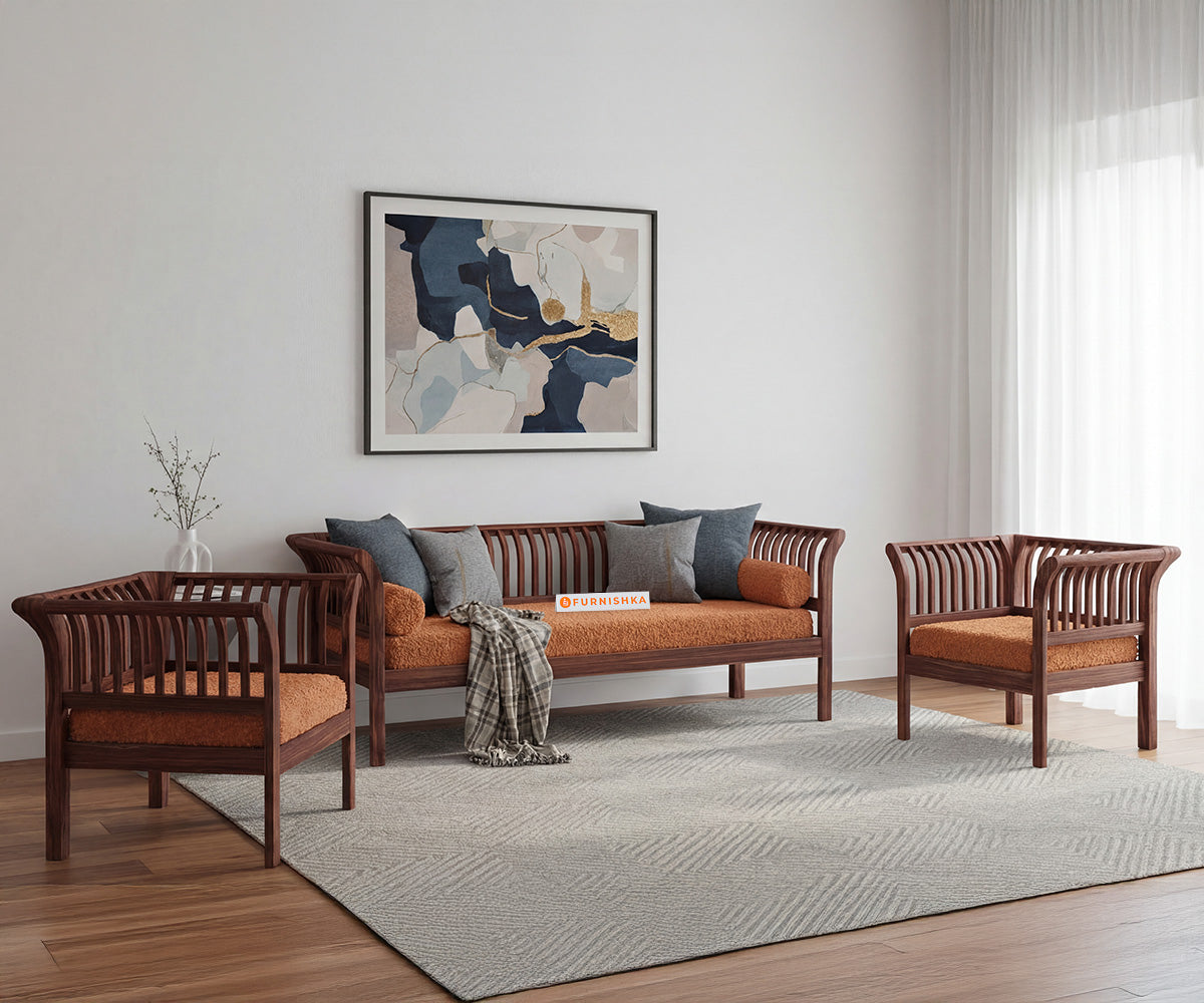 Garud 3+1+1 Sofa Set With Anthology Fabric Orange - Furnishka