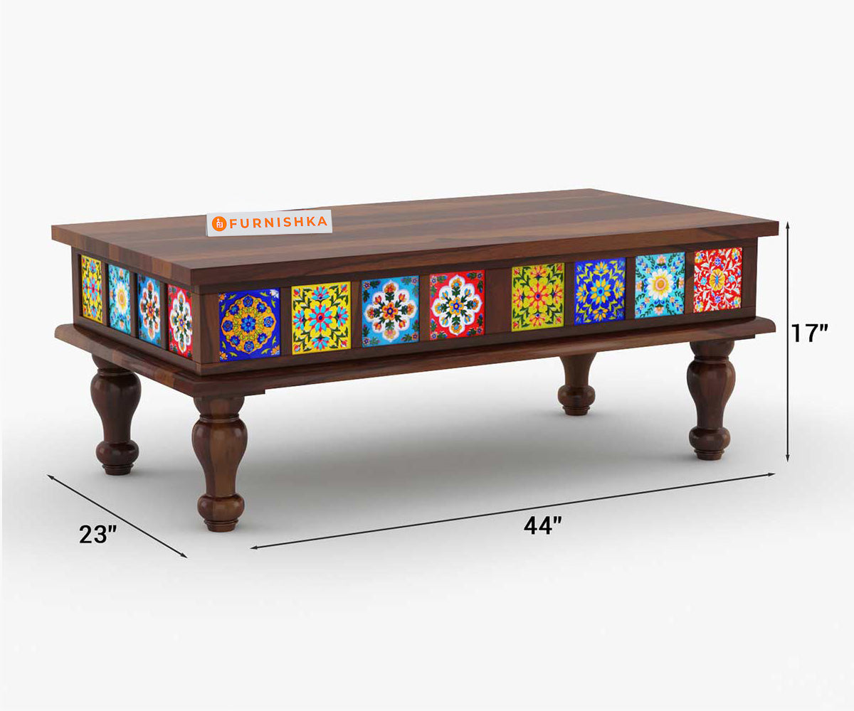 Gavin Tile Sheesham Wood Coffee Table - Furnishka