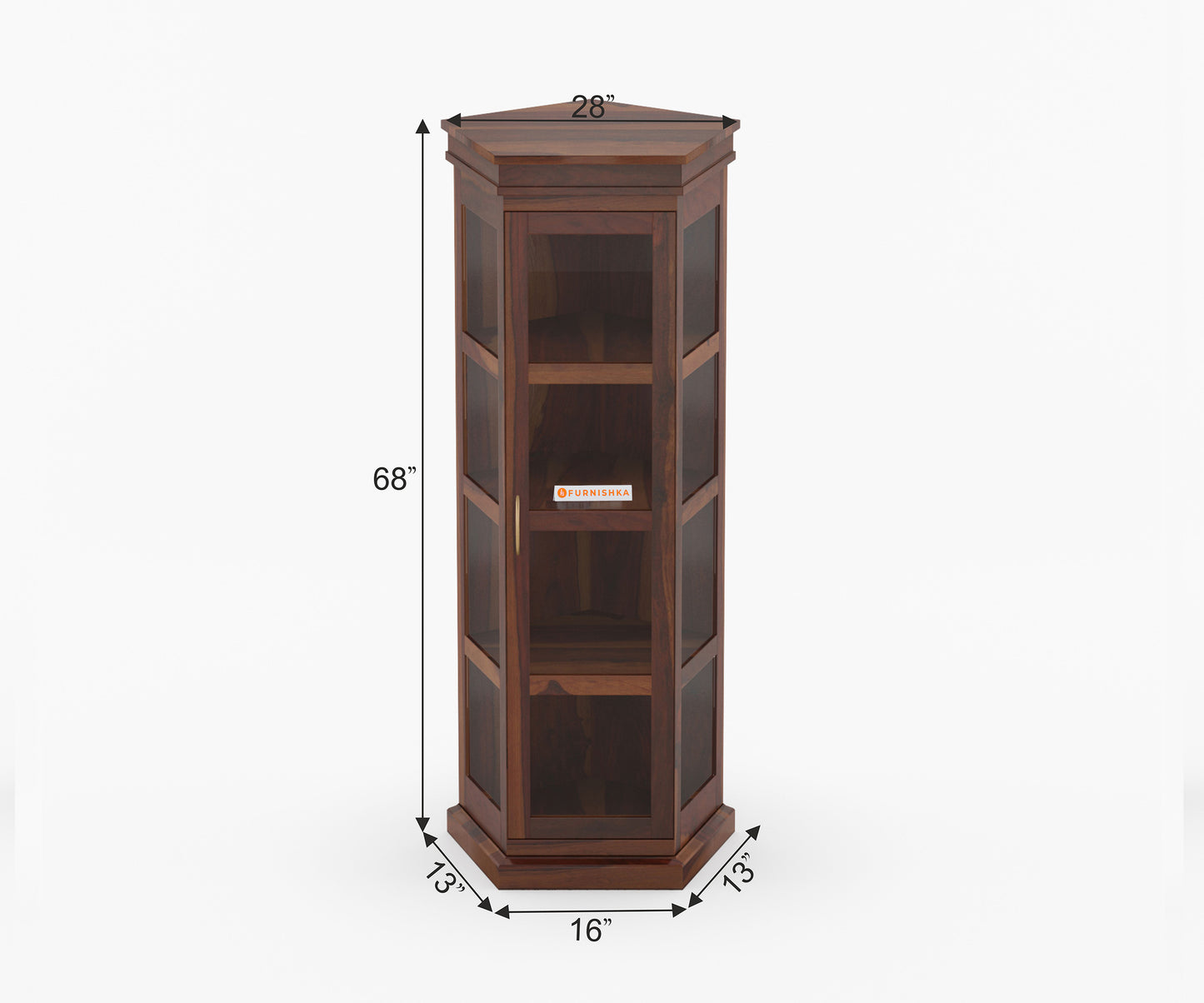 George Sheesham Wood Corner Book Shelf - Furnishka