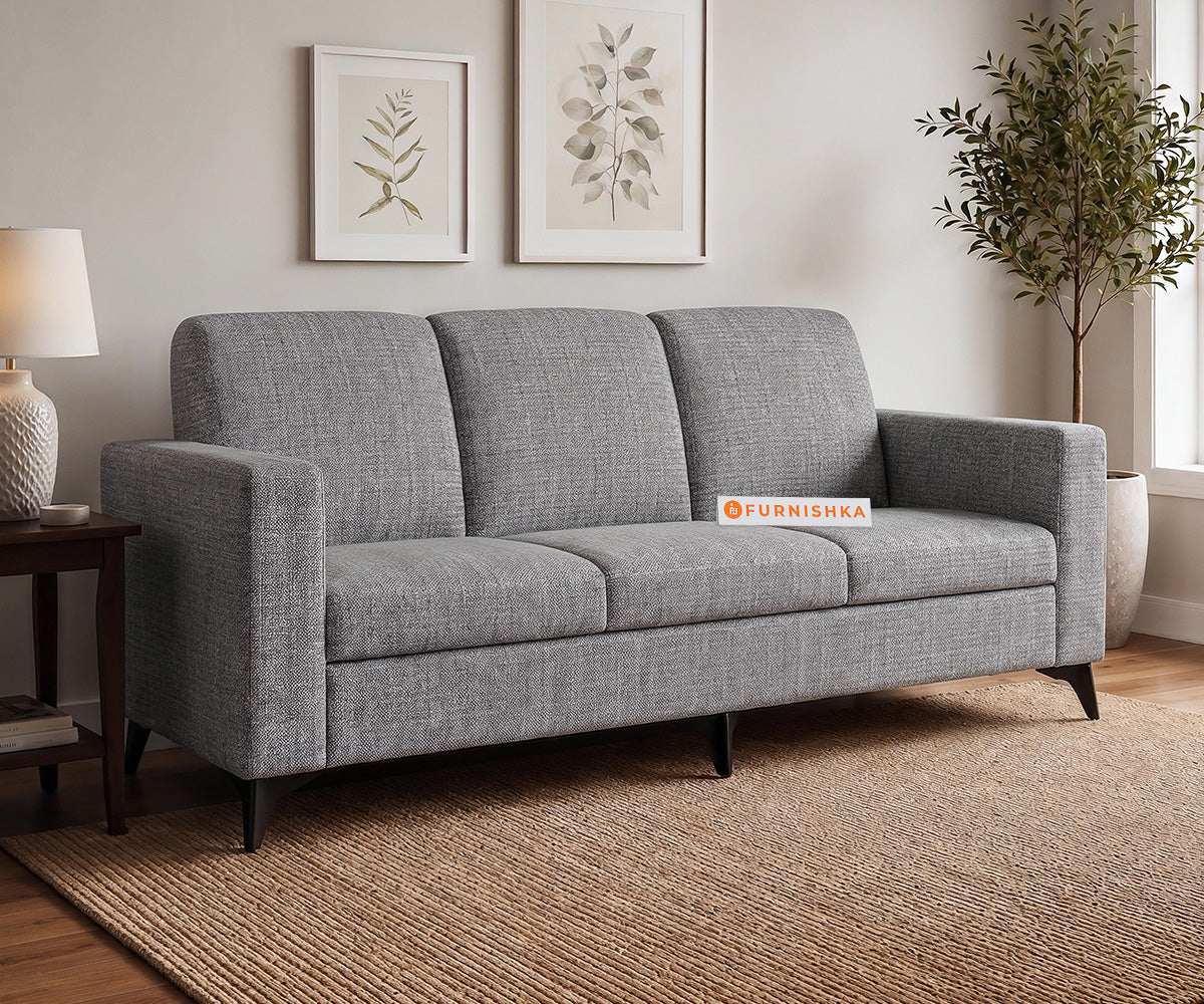 Xilo 3 Seater Fabric Sofa With Steel Grey - Furnishka