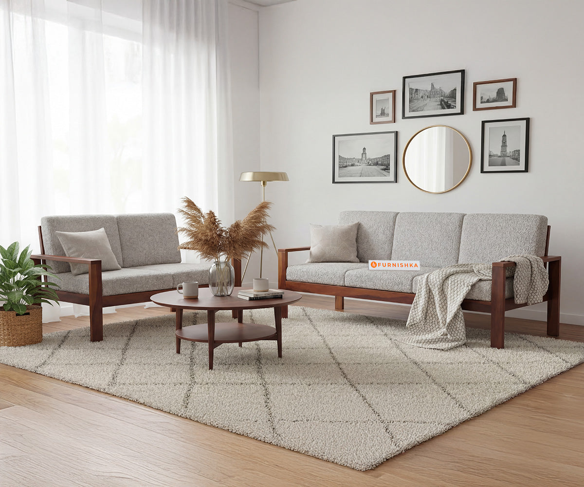Halle 3+2 Seater Sofa Set With Anthology Fabric Space Grey - Furnishka
