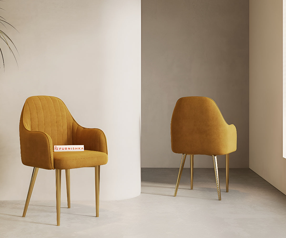 Harley Dining Chair With Gold Leg Mustard Yellow - Furnishka