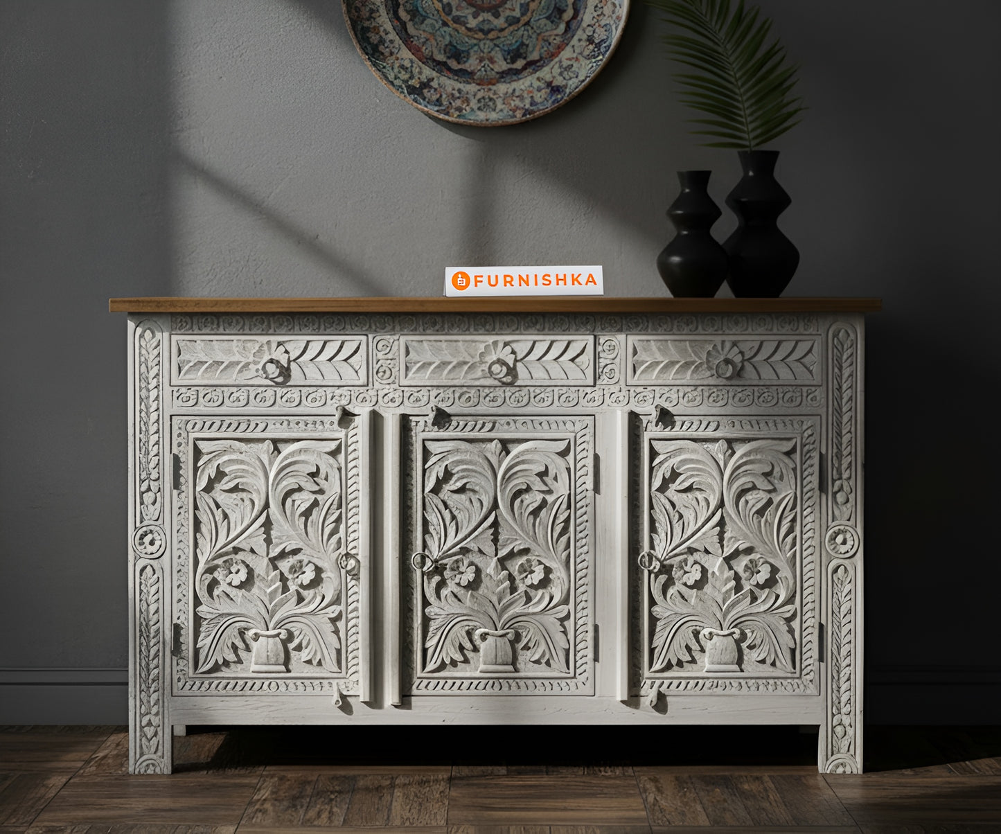 Imperial Floral Cabinet Distressed - Furnishka