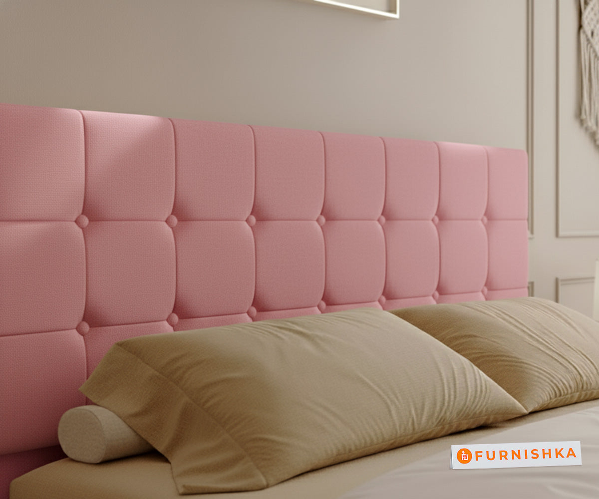 Irene Real Teak Wood Hydraulic Bed King Size Flamingo Pink - Furnishka