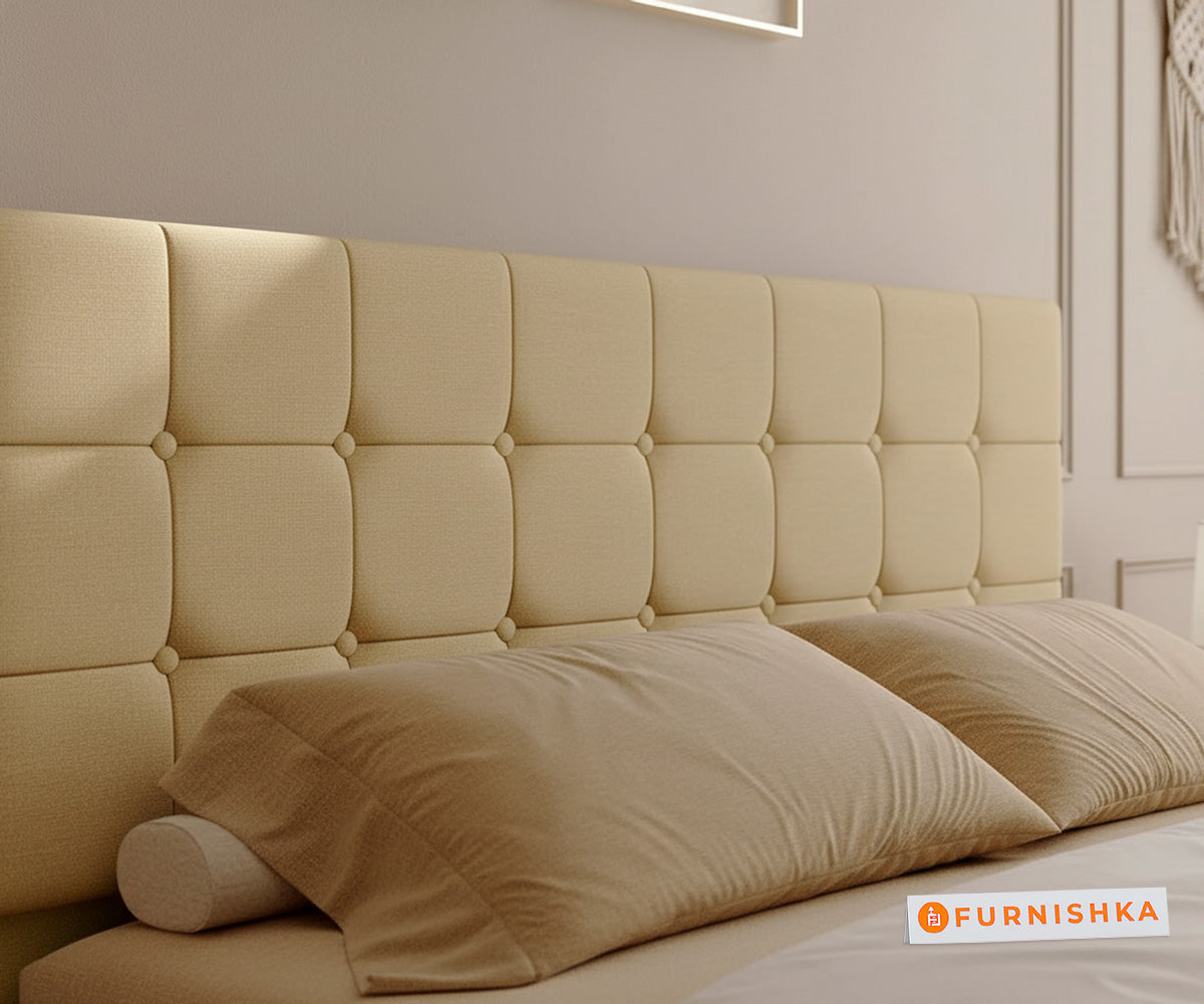 Irene Real Teak Wood Hydraulic Bed King Size Light Beige - Furnishka