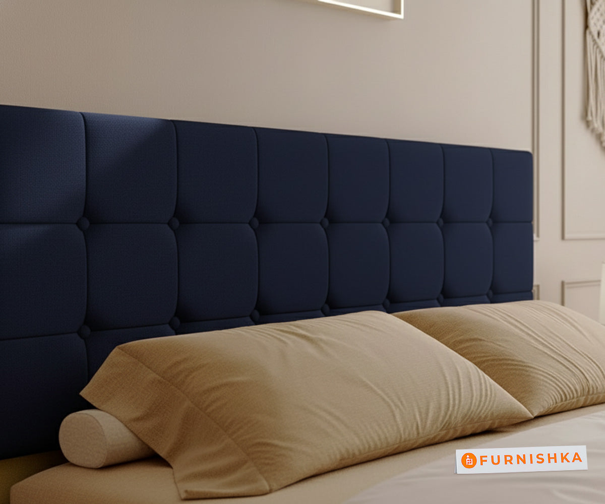 Irene Real Teak Wood Hydraulic Bed Queen Size Persian Blue - Furnishka