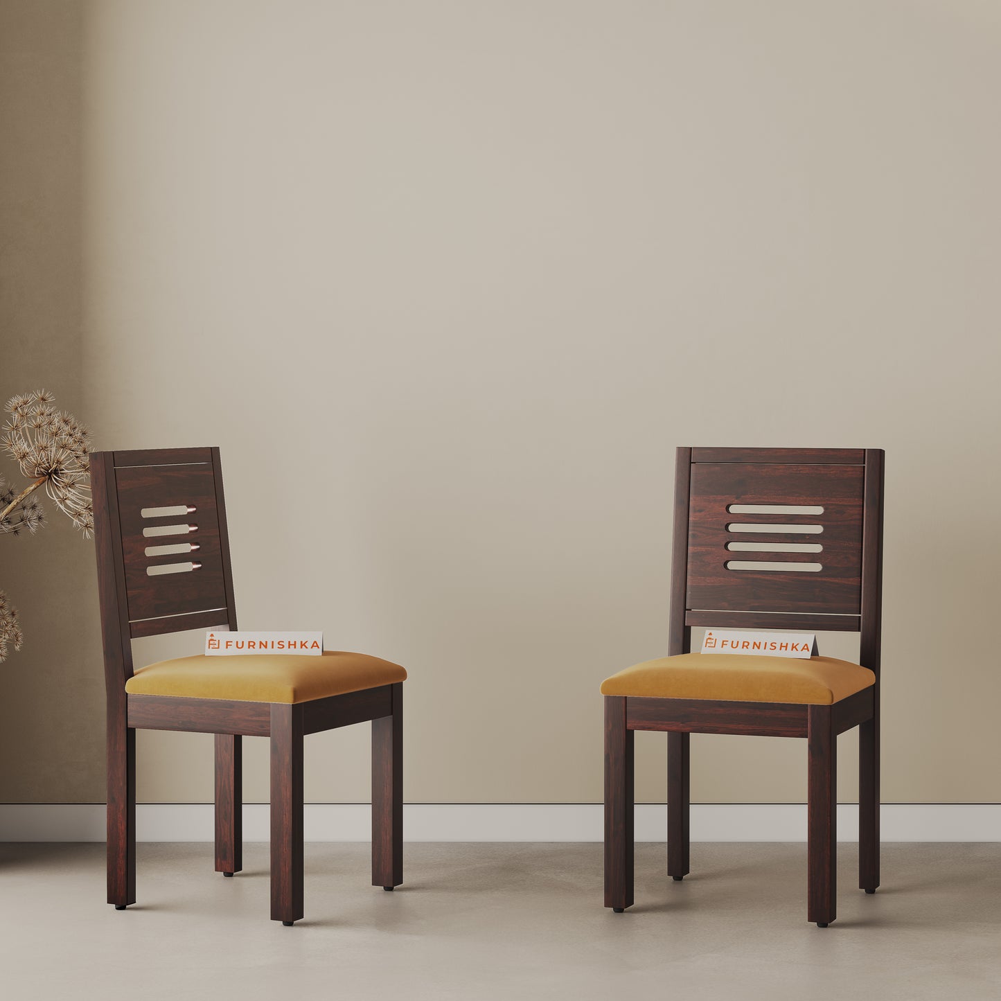 Kiara Sheesham Dining Chair Mustard yellow - Furnishka