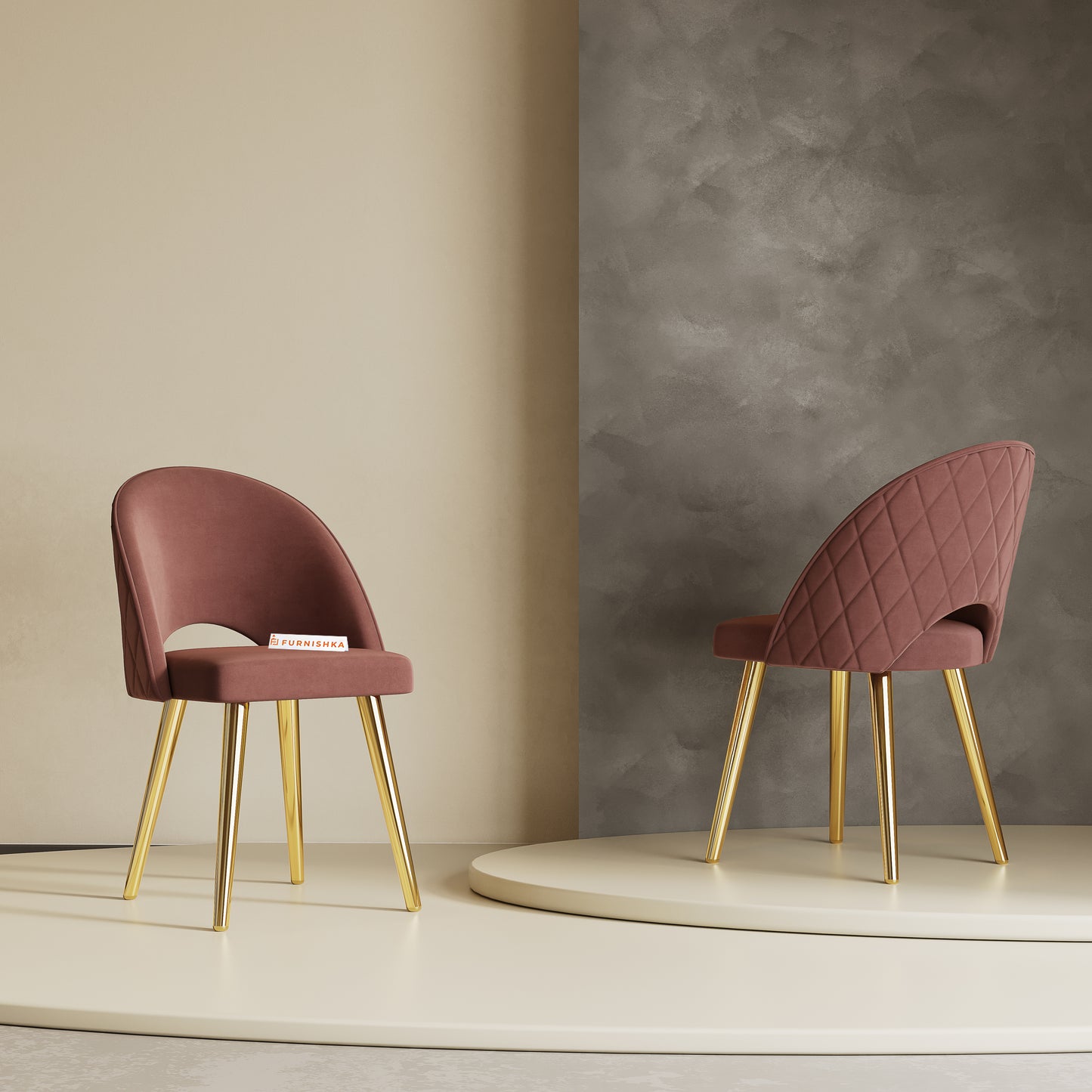 Leo Dining Chair With Gold Leg Flamingo Pink - Furnishka