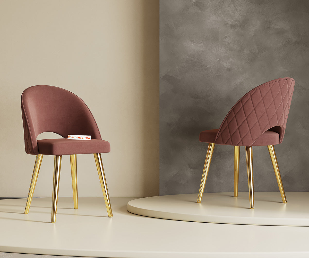 Leo Dining Chair With Gold Leg Flamingo Pink - Furnishka