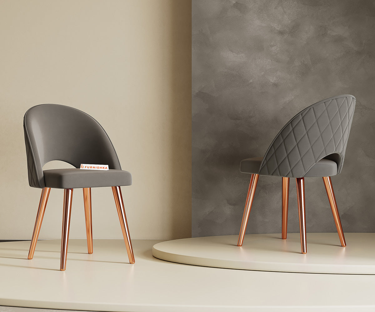 Leo Dining Chair With Rose Glod Leg Space Grey - Furnishka