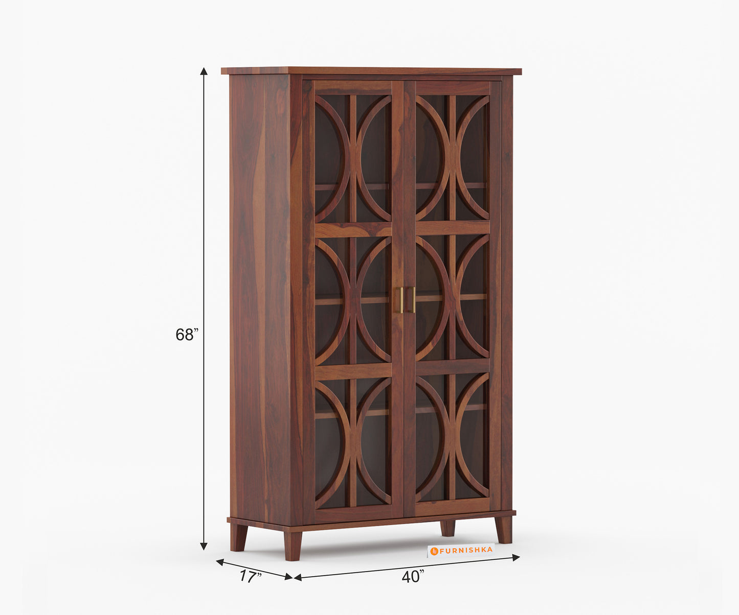 Levin Sheesham Wood Two Door Book Shelf - Furnishka