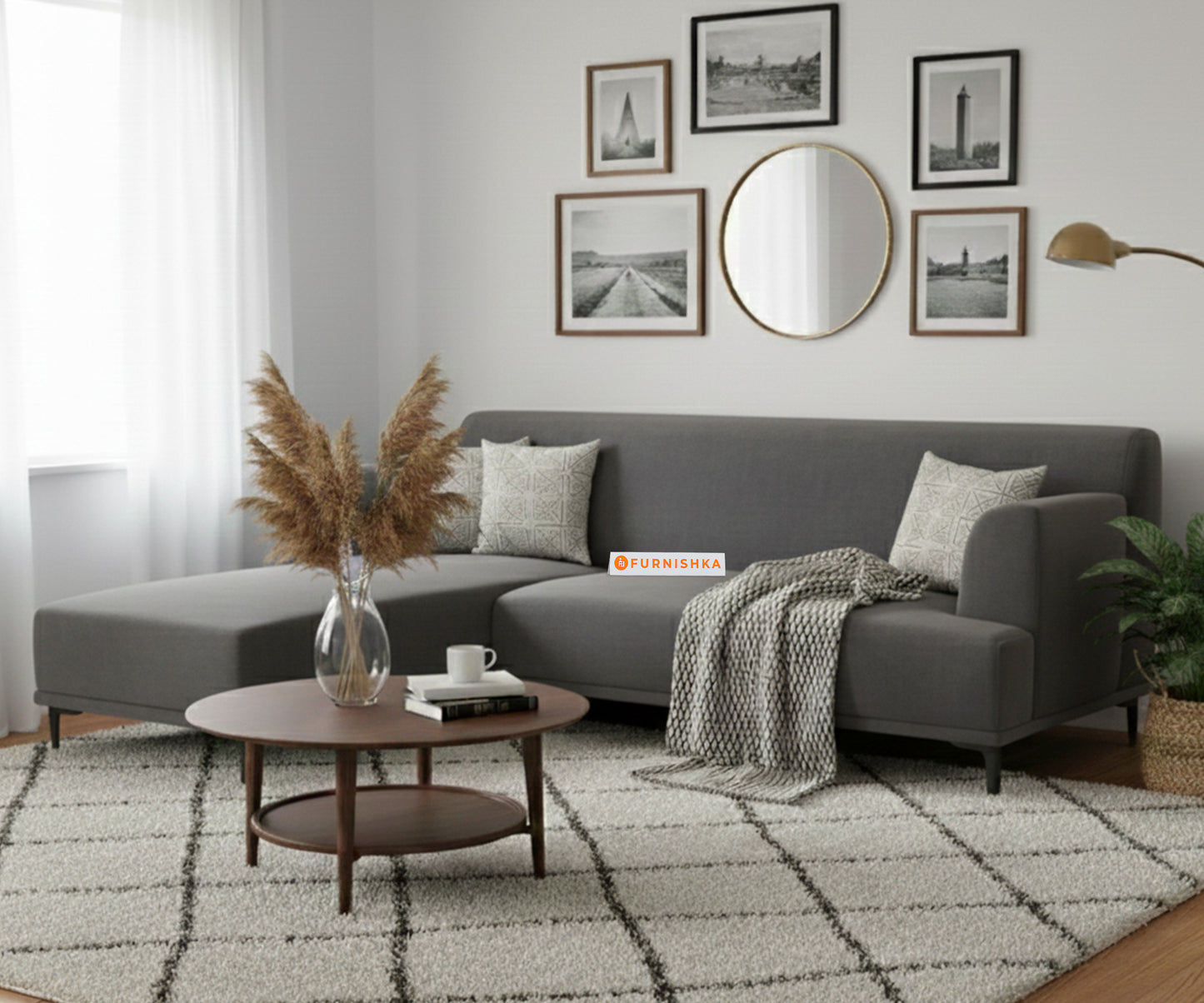 Liam 3 Seater L Shape Sofa - LHS Trout Grey