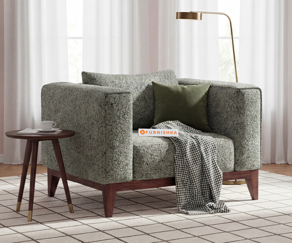 Linda 1 Seater Sofa Set With Anthology Fabric Green - Furnishka
