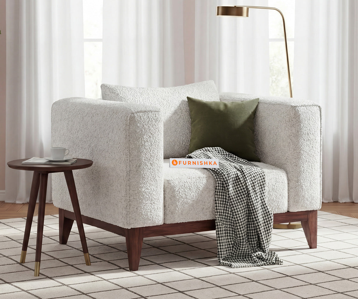Linda 1 Seater Sofa Set With Anthology Fabric Light Beige - Furnishka