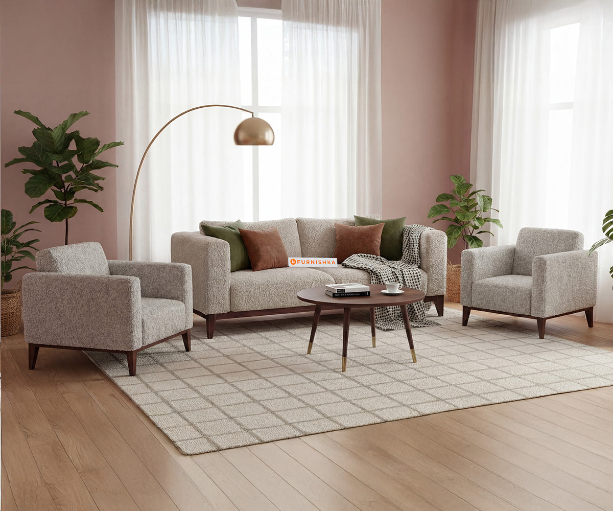 Linda 3+1+1 Seater Sofa Set With Anthology Fabric Space Grey - Furnishka