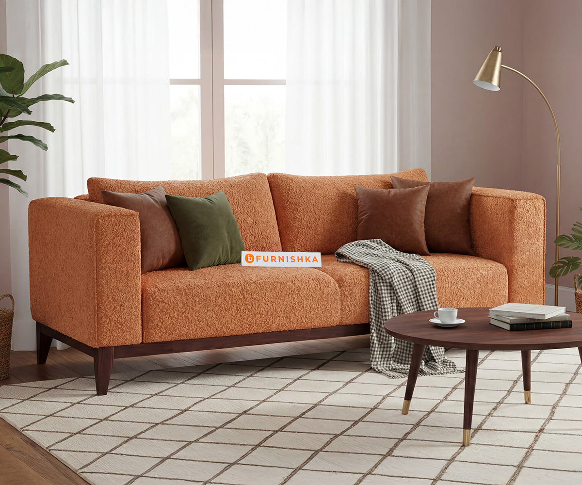 Linda 3 Seater Sofa Set With Anthology Fabric Orange - Furnishka