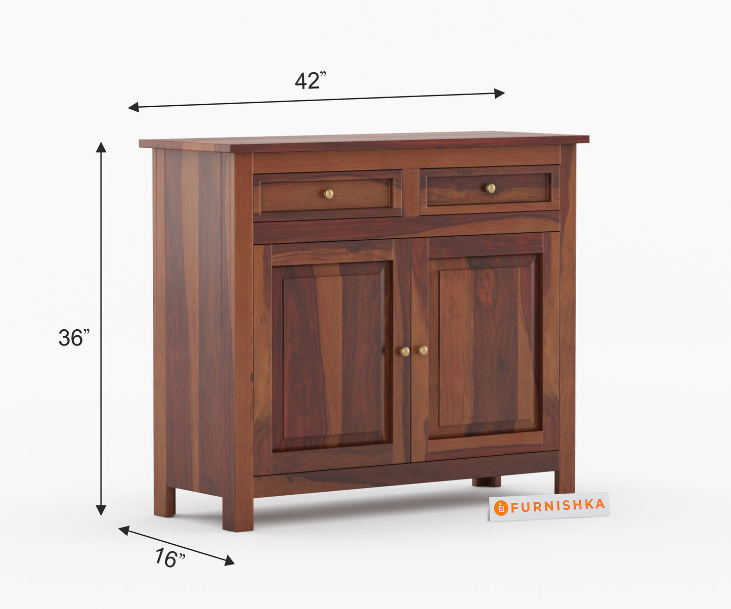 Louise Sheesham Wood Two Door Chest of Drawer - Furnishka