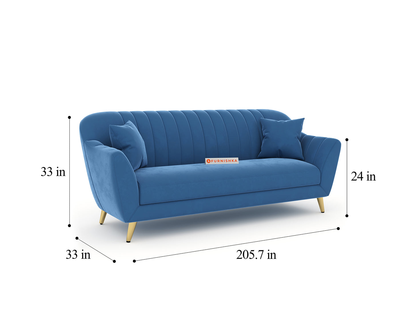 Marco Sofa 3 Seater - Blue - Furnishka