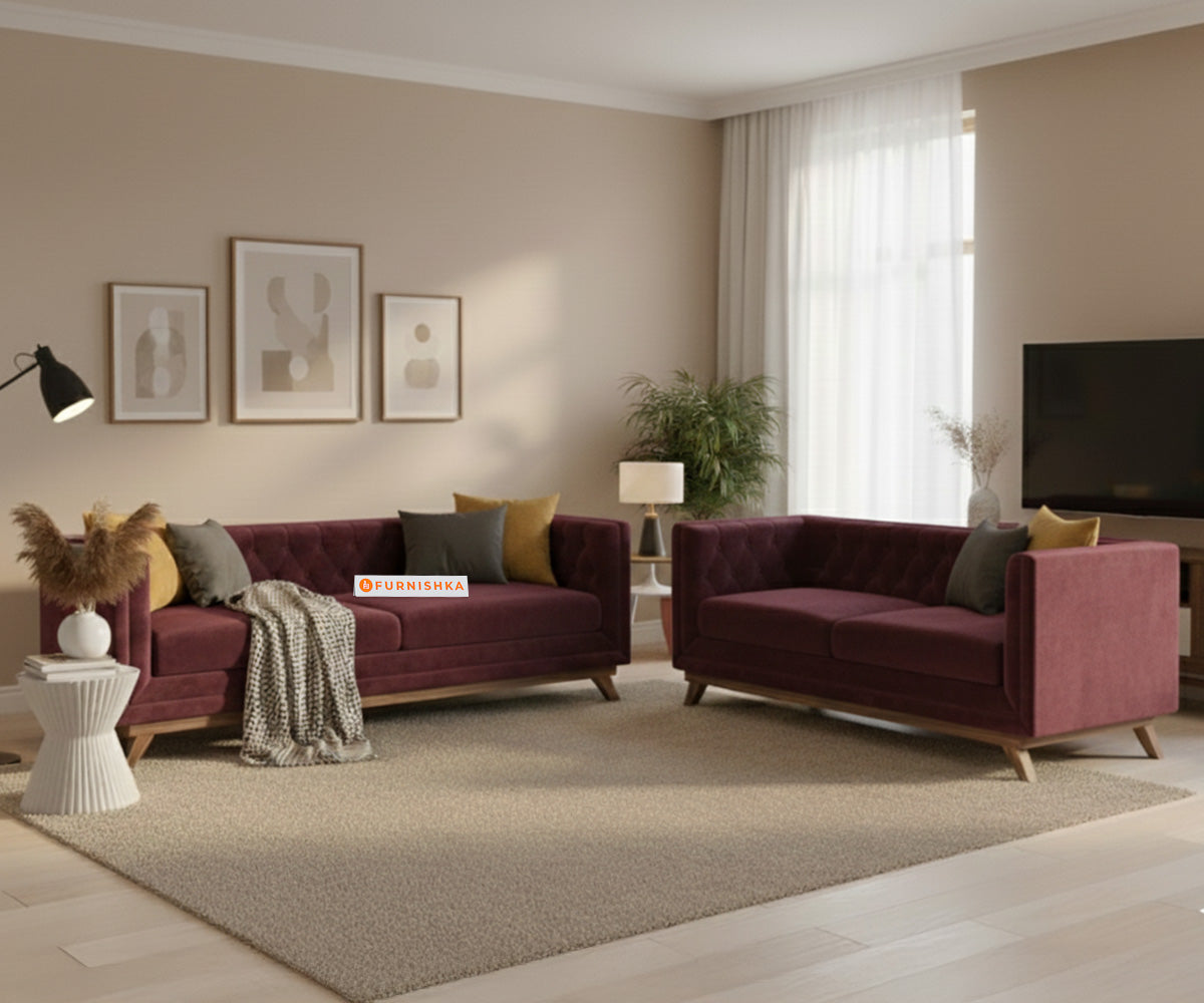 Matilda 3+2 Sofa Set Red Wine - Furnishka