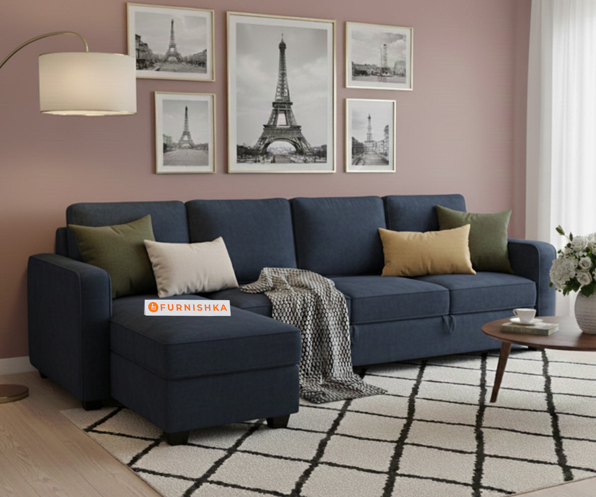 Melak Sectional Sofa 3+L Seater LHS Persian Blue - Furnishka