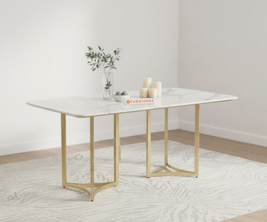 Nexus Dining Table with Indian Banswara Marble Top - 4 Seater - Furnishka