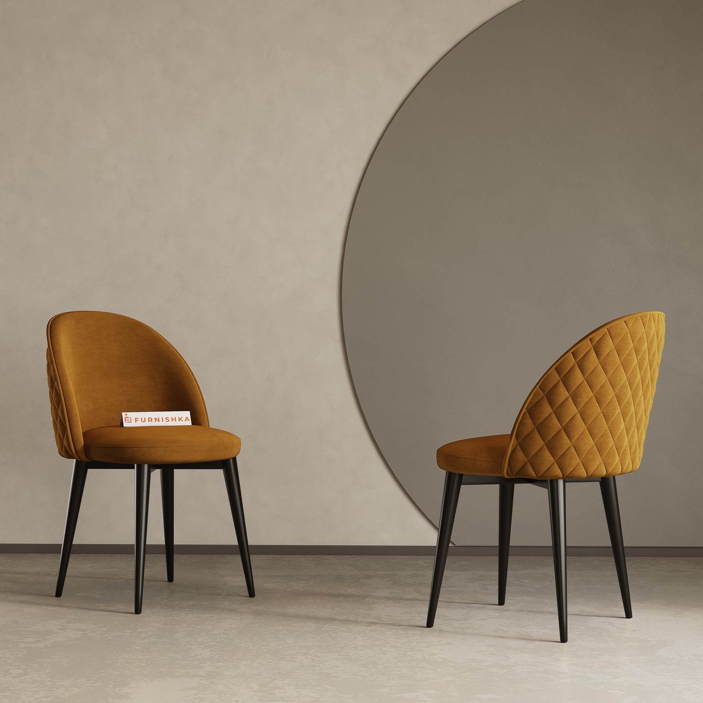 Noel Dining Chair With Black Leg Mustard Yellow - Furnishka