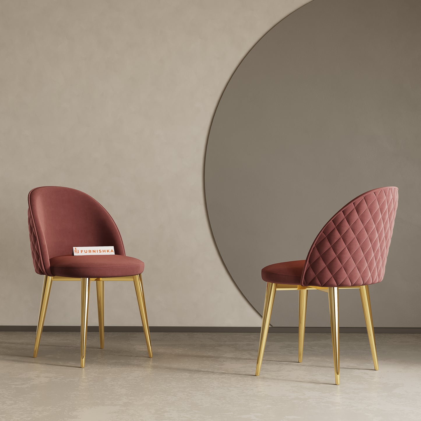 Noel Dining Chair With Gold Leg Flamingo Pink - Furnishka