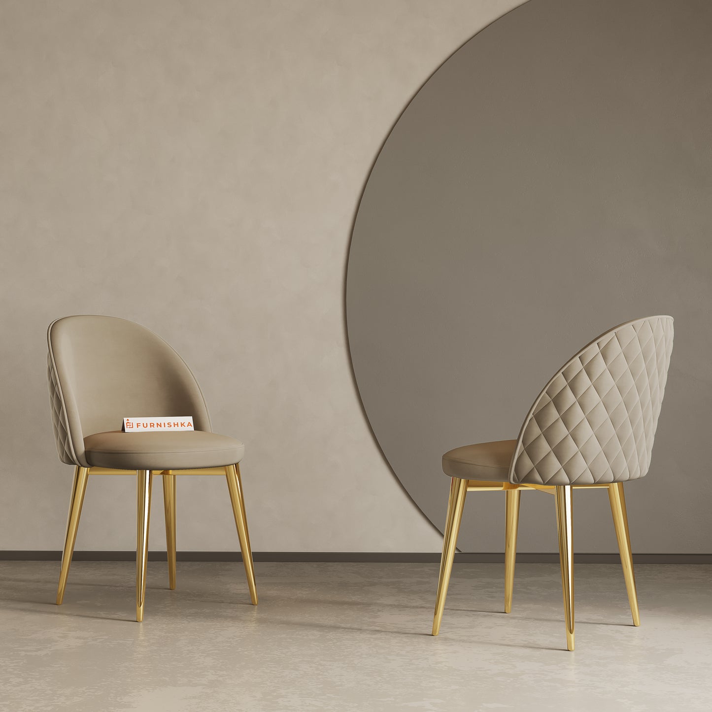 Noel Dining Chair With Gold Leg Light Beige - Furnishka