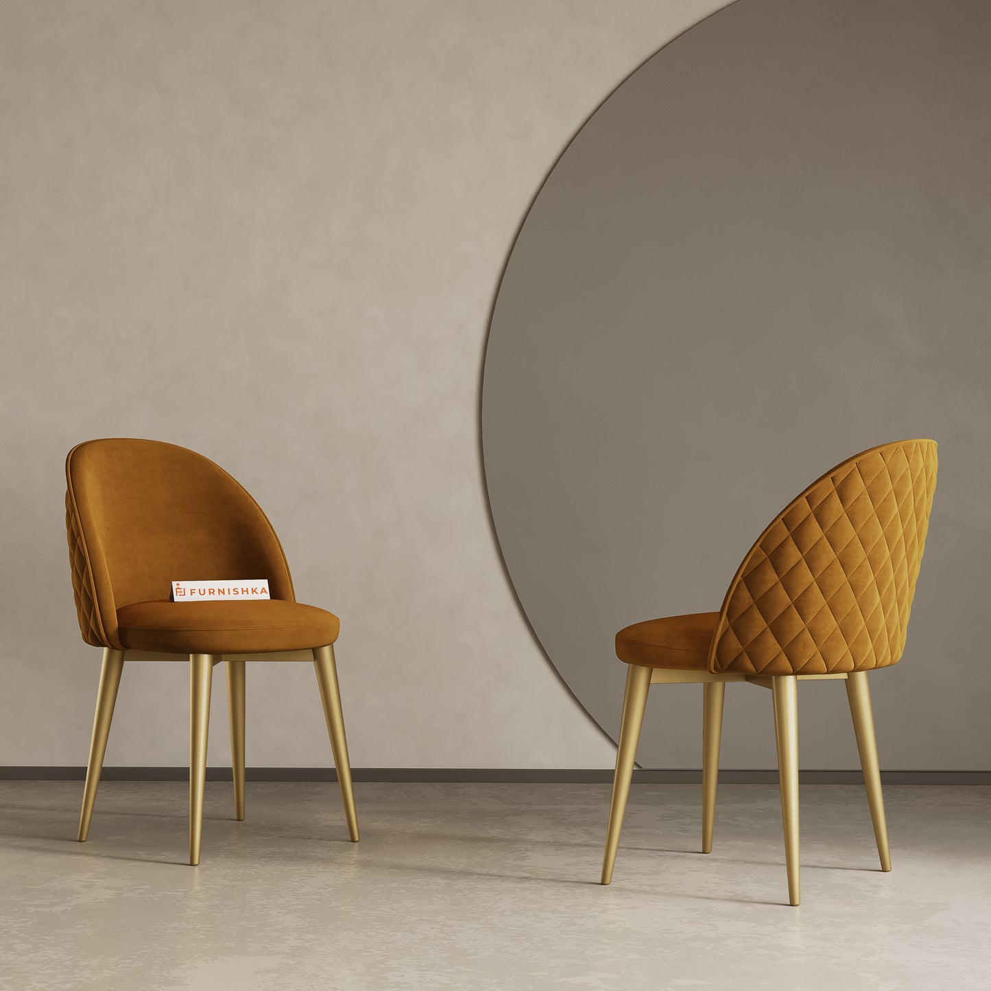 Noel Dining Chair With powder coating Leg - Mustard yellow - Furnishka