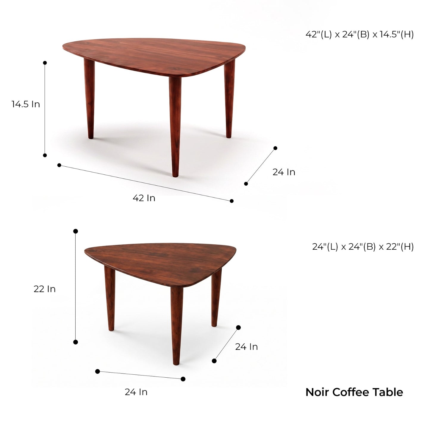 Noir Sheesham Wood Coffee Table Set - Furnishka