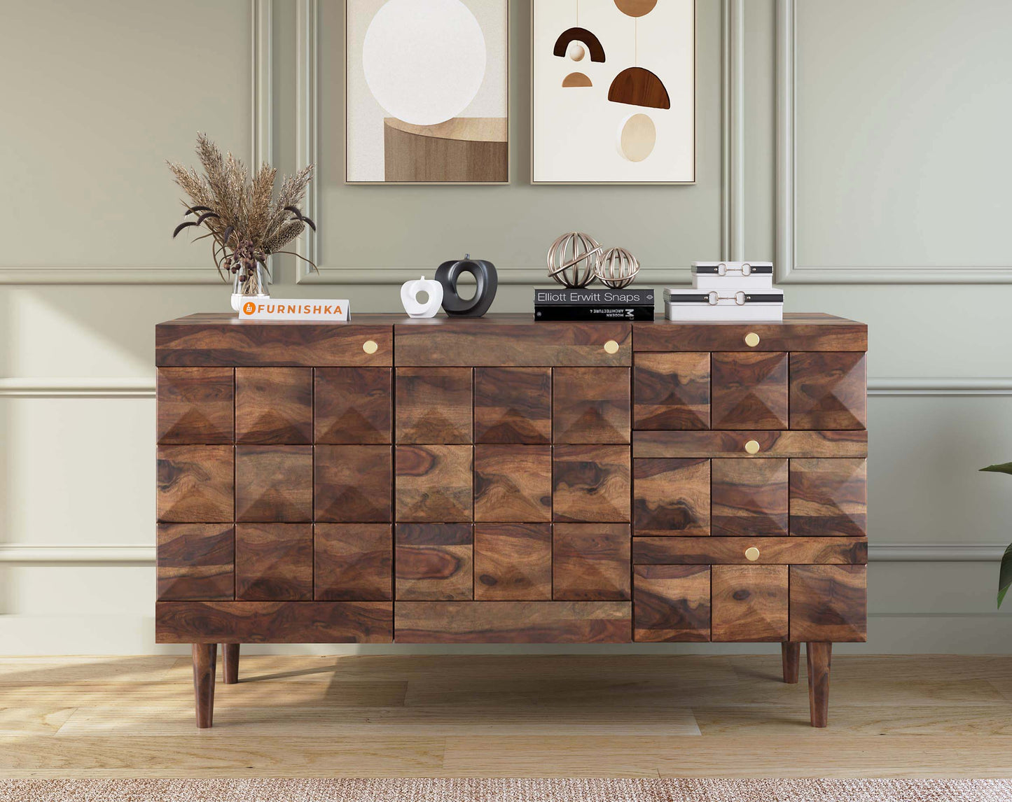 Nova Toshi Sideboard with 2 shutters and 3 drawers in Sheesham - Furnishka
